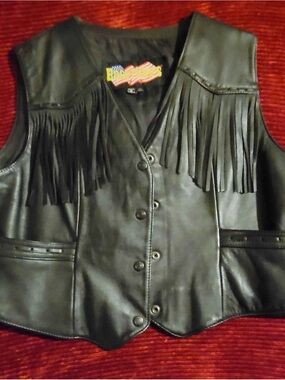 Genuine Leather Fringed Vest Vintage Easy Riders